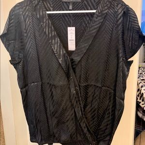 NWT black faux wrap top WHBM, size L